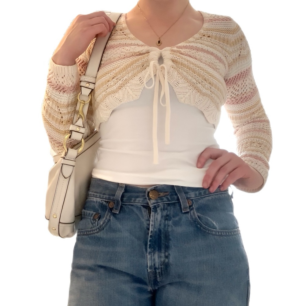 Pastel Crochet Tie Cardigan